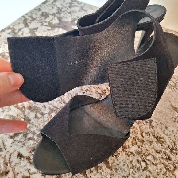 Pedro Garcia Black Leather Suede High Heel Open Toe Sandals  Size 39.5 - Picture 6 of 12